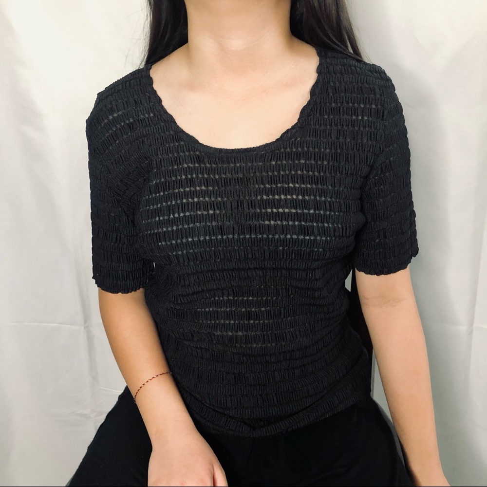 KHERA Black stretchy see through top